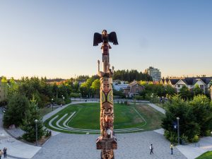 Aerial view of UBC's Reconciliation Pole